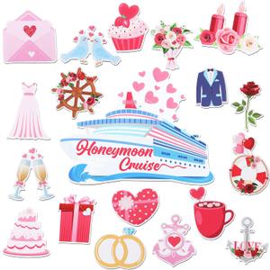 Oudain 19 Pcs Honeymoon Cruise Door Decorations Wedding Cruise Door Magnets Anniversary Sign Wedding Car Ship Magnets for Honeymoon Carnival Party Decor
