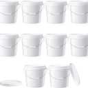 Tioncy 10 Pcs 2 Gallon Plastic Bucket with Lid Heavy Duty 2 Gallon Bucket Pail with Lid Handle for Storage Container Home Household Cleaning (White)