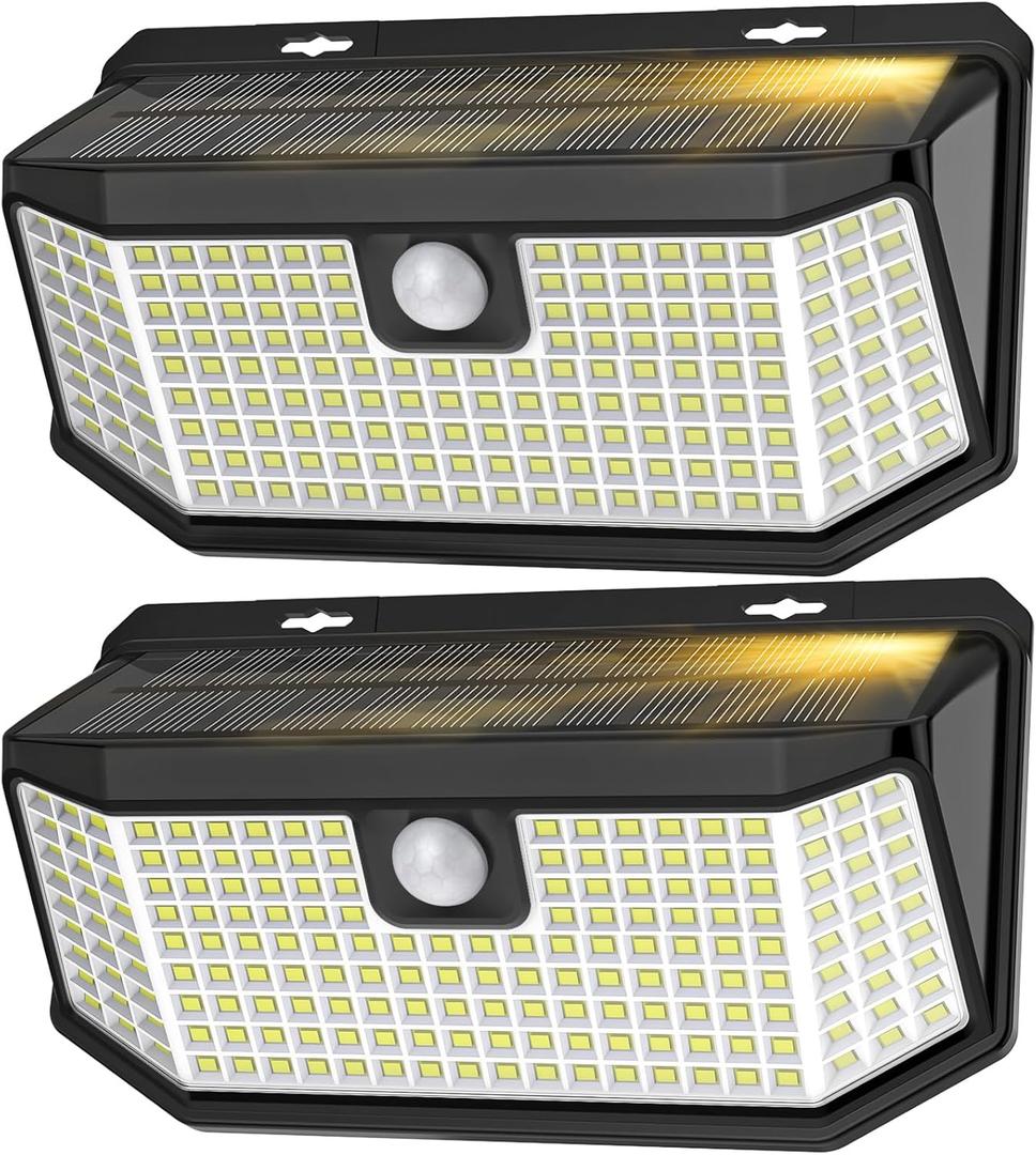 Aootek Solar Lights Outdoor 182 LEDs 2500Lm Solar Motion Sensor Lights IP65 Waterpro of with Wide Anglefor Patio Garden Garage Yard Front Door(2 Pack)