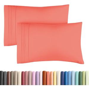 King Standard Pillow Cases Set of 2 - Ultra-Soft Hotel Quality Pillowcase Covers - Comfy, Cozy & Fade Free - Wrinkle Resistant - Machine Washable Pillow Protectors - 2 Piece Set - Coral