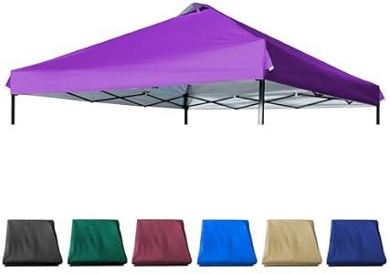 JANCANOPY 10x10 Canopy Replacement Top with Air Vent Silver Coated for Straight Leg Canopy Frame, (Purple)