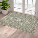 Washable Entryway Rug 3x5 | Non Slip Rug Runners for Hallways, Entryways, Kitchens, Bathrooms, Bedrooms | Ultra-Soft Flannel Carpet Kitchen Rug with Rubber Backing (Sage Brown, 3x5)