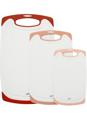 Glad Cutting Boards for Kitchen - 3pc Cutting Board Set with Juice Grooves and Non Slip Handles - Assorted Sizes for Meat, Vegetables, and Fruit - Non Porous, Dishwasher Safe, Rust
