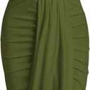 ZAFUL Women's Summer Two Piece Outfits Crop Tops and Slit Draped Ruched Maxi Skirt Set Tank Dress Sets Beach Cover Ups (B-Mix Green, S)