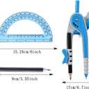 3 x Unjoo Compass for Geometry Set, 6 Inch Protractor, Clear Plastic (Blue)