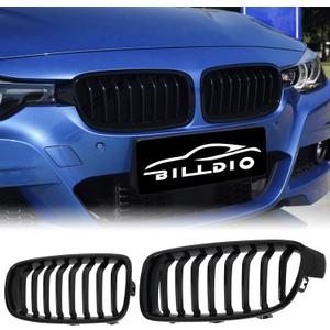 F30 Grille - Black Kidney Single slats Grill Compatible With BMW 3 Series F30 F31 2012-2018 320i 328i 328d 330e 330i 335i 340i 328i,ABS Gloss Black Kidney Grill