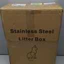 Stainless Steel Cat Litter Box with Lid, XL, 19.7” L x 13.8” W x 11.8”H Deep, Large Metal Litter Box with High Side, for Small and Large Cats, Anti-Leakage Non-Sticky Easy Cleaning Include Litter Scoop