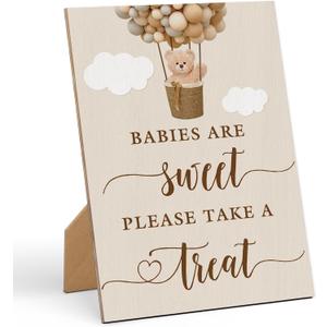 Babies are Sweet Take a Treat Sign Baby Shower Sign-811 Inches, Gold Dot Wooden Sign, Gender Neutral Tabletop Decor for Gender Reveal Party, Baby Shower Party Favors Supplies Decoration-LA89 (multicoloured85)