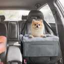 JOEJOY Deluxe Dog Booster Seat with Sturdy Metal Frame and Safety Leash for Small Pets up to 20 lbs  Portable Puppy Dog Car Seat with Thick Cushion and Storage Pockets for Small Dogs