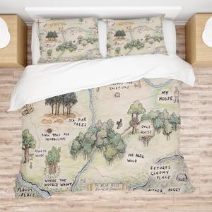 Allenjoy Twin Size Honey-Loving Bear Comforter Set Children's Literature Bed Bedding Sets Bedroom Decor with 1 Pillowcase SC00076-005
