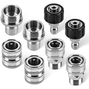 WOJET Pressure Washer Quick Connect Kit, M22 14mm Quick Connect Pressure Washer Fittings, M22 to 3/8 Quick Connect, Garden Hose Quick Connect, Pressure Washer Adapter Set, Stainless Steel Hose Adapter
