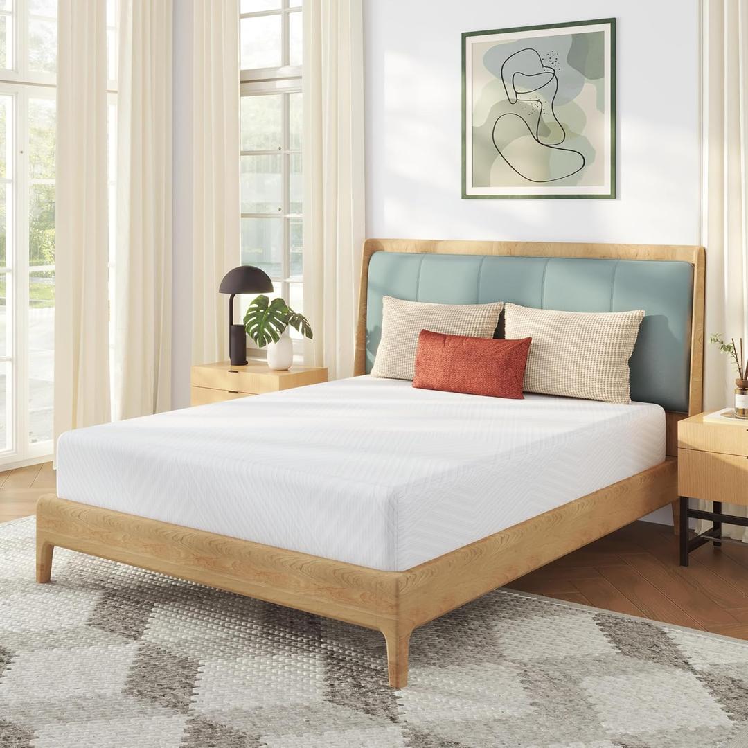 MLILY Queen Mattress in a Box, 8 inch Mattresses for Platform Bed Double Size Daybed, Green Tea Memory Foam Medium Firm