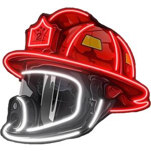 Firefighting Helmet Neon Sign,USB Powered Neon Light,Hero Decor Neon Light USB Powered LED Dimmable,for Hero Wall Decor Man Cave Firefighting Sign Wall Decor art, Firefighting Gift