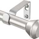 Silver Curtain Rod 32 to 58 Inch, HOTOZON 3/4 Inch Heavy Duty Curtain Rods for Windows, Decorative Single Drapery Rod with Diamond Finials