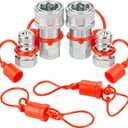 ANCIMOON 3/8'' Ag Pioneer Hydraulic Quick Connect Coupler Fittings with Dust Cap