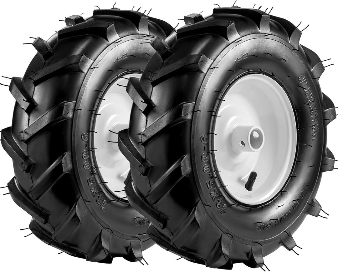 13x5.00-6" Tiller Tire and Wheel 2 Pack 1 Inch Hub 3-1/8" Centered Hub Length Agriculture Super Lug Tractor & Trencher Tire Replacement