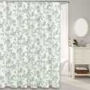 Sage Green Shower Curtain Floral Cotton Cottage core Shower Curtain for Bathroom 72" W x 84" L