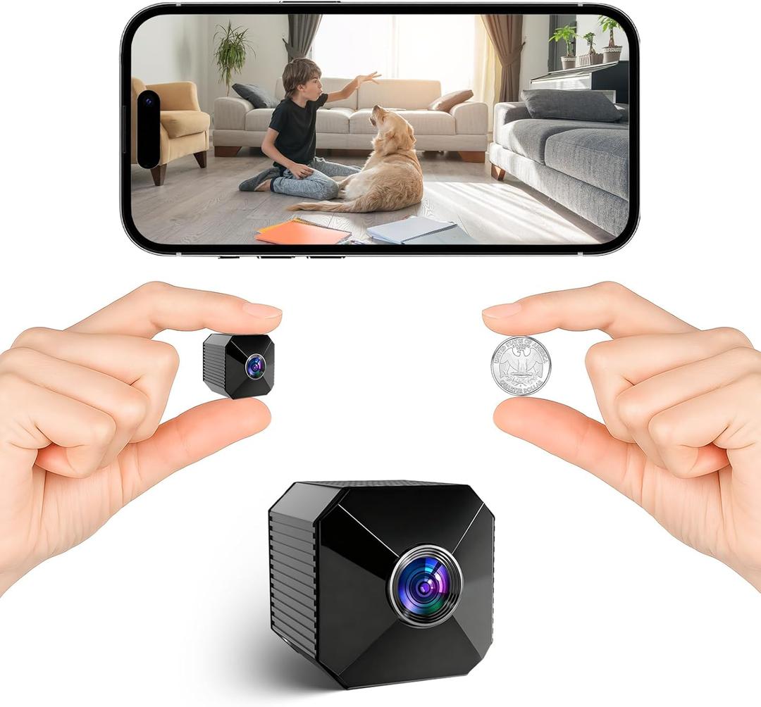 2026 Upgraded 4K Mini Wireless Security Camera, 6H Battery Small Wireless Indoor Nanny Cam with No-Glow Night Vision, Motion Alerts, Home/Office Security Camera with Dual Storage