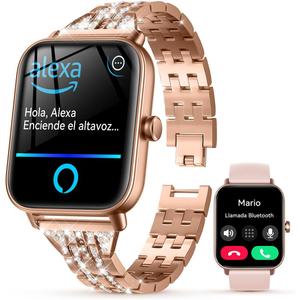 Gydom Smart Watch for Women with Diamond Jewelry Watchband, Alexa Built-in, IP68 Waterproof Fitness Tracker with Bluetooth Call, 1.8" Smartwatch with Heart Rate/SpO2/Sleep Monitor, 110+ Sports Mode