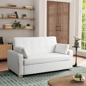 Serta Ainsley 72.6" Convertible Sleeper Sofa, Queen Size, Dreamcoil Comfort, Soft Woven Fabric, Oyster
