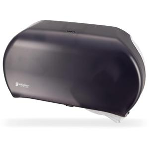 San Jamar Classic Bath Tissue Dispenser – Twin 9", Jumbo Bath Tissue Holder for Bathroom, Dual-Roll System, Break-Resistant Plastic, 3.25" Core, 12" × 19" × 5.25", Pearl Black