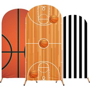 3 Pcs Basketball Arch Backdrop Stand Cover Spandex Fitted Sports Theme Birthday Arch Cover 4ft, 5ft, 6ft Photo Background Props for Birthday Party Decoration