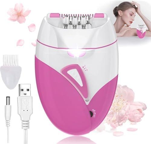 Epilator for Women, Smooth Glide Facial Hair Remover for with 2 Speed & LED Light, Electric Epilator for Women Facial Hair Removal Suitable for Face, Bikini Areas, Underarms, Arms, Legs