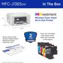 Brother INKvestment 1365 Wireless Color Inkjet All-in-One Printer with Automatic Duplex Printing and 1.8 Color Display | Includes Refresh Subscription Trial(1) (MFC-J1365DW)