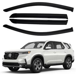 Canvcle Window Visors Rain Guards for 2023-2025 2026 Honda Pilot LX Sport EX-L TrailSport Touring Elite Accessories, Outside-Mount Tape-On Side Window Wind Deflectors Vent Visors Shades Rainproof 4PCS