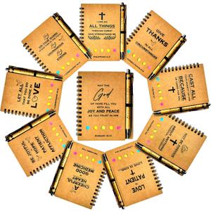 10 Sets Christian Notebooks Bulk Prayer Journals Inspirational Christian Gifts Bible Notebook with Bible Verse Pens for Women Men Church Members Bible Study Groups & Church Families