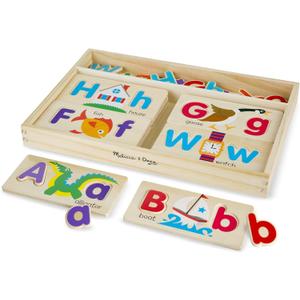 Melissa & Doug ABC Picture Boards - Educational Toy with 13 Double-Sided Wooden Boards and 52 Letters