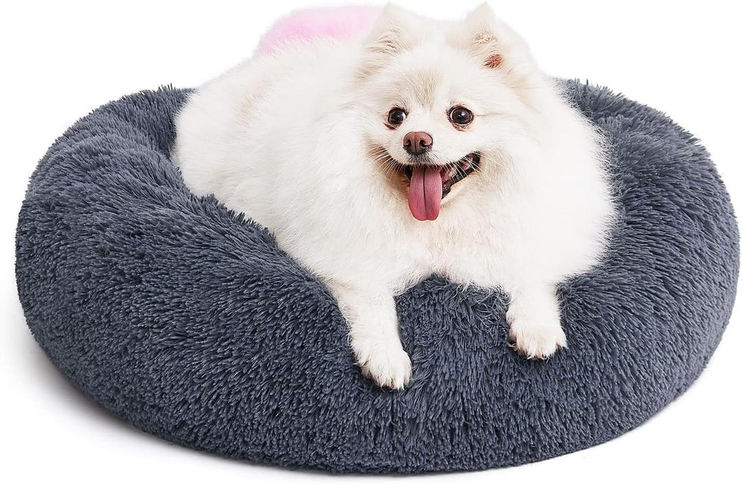 MIXJOY Orthopedic Dog Bed Comfortable Donut Cuddler Round Pet Beds Ultra Soft Washable Dog and Cat Cushion (23'', Grey-Blue)