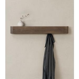 Kazai. Wall-Mounted Coat Rack 'Toke' - Modern Design Coat Rack with Hidden Wall Hooks - Solid Wood Veneer Panel Coat Hanger - Oak, Dark