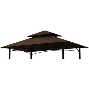 Grill Gazebo Replacement Canopy Roof  Hugline 5x8 Outdoor Grill Shelter Canopy Top Double Tiered BBQ Tent Cover Fit for Model L-GG001PST-F (Brown)