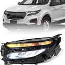 FIONE Headlight Assembly Compatible with Chevy Equinox 2022 2023 2024 LS W/Halogen Signal LED-Beam Black Housing Replacement Headlamp Left LH Side