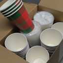 Hushee 150 Pcs Christmas Plaid Paper Cups 12 oz Disposable Coffee Cup with Lids Christmas Cups Coffee Bar Supplies for Hot Cocoa, Hot Chocolate, Hot and Cold Drink Tea Holiday Party Supplies, 5 Styles
