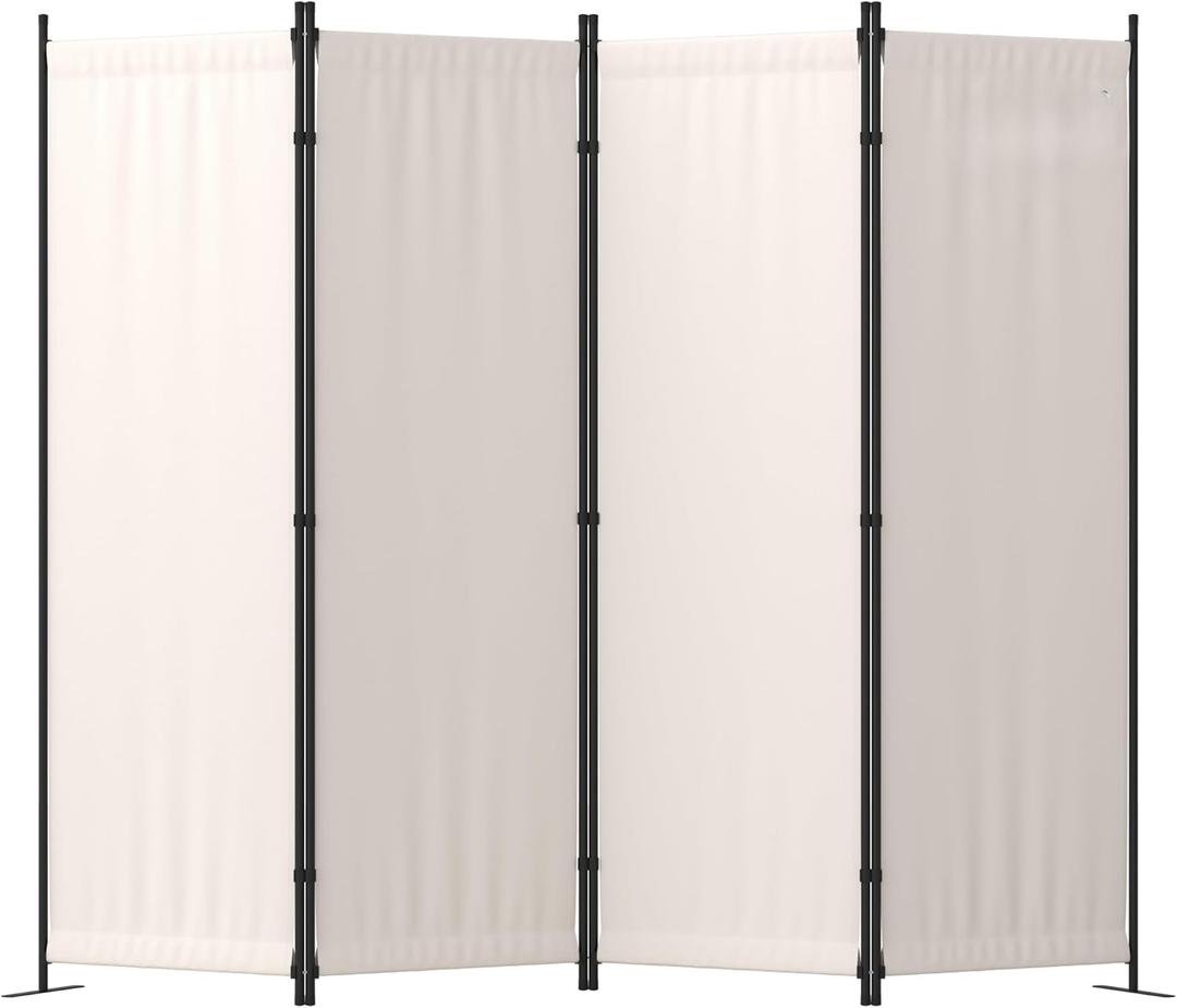 4 Panel Room Divider Folding Privacy Screen Home Office Dorm Decor (Beige)