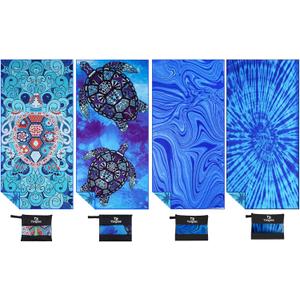 Yongoes 4 Pack Microfiber Lightweight Thin Beach Towel Sand Free Quick Dry Super Absorbent Large Towels for Swimming Pool Yoga Gym Travel Vacation Beach Accessories Essentials for Adults (X-Large (32x71 inches), 4 Pack Turtle Tie Dye Stripes)