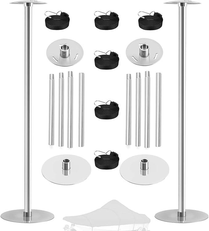 Aluminum Alloy Boat Cover Support Poles with 304 Stainless Steel Mushroom Cap and Base, 4 Levels of Adjustable Heights, Marine Grade Cover Support System for Pontoon/Jon/Bimini Tops (Pack of 2)