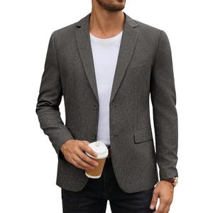 COOFANDY Men's Casual Blazer Lightweight Unlined Sport Coat Regular Fit Two Button Suit Jacket (Large, Dark Charcoal)