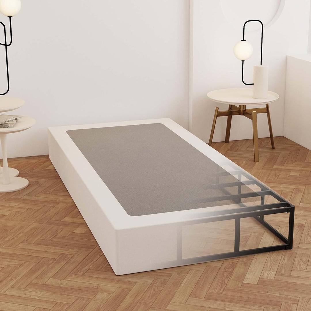 Maenizi Twin Box Spring 9 Inch, Heavy Duty Metal Box Spring Bed Base with Fabric Cover, Mattress Foundation, Easy Assembly, Noise Free, Black