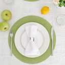 HODJOY Placemats Set of 6, Round Placemats for Dining Tables, Washable Woven Placemats for Christmas 15 inch (Pea Green)
