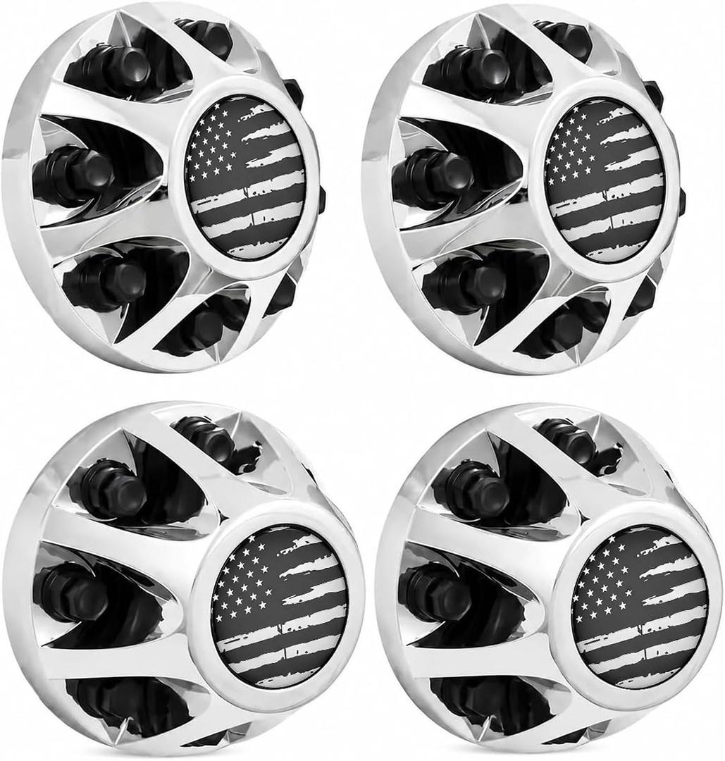 4PCS Front &Rear 17" Dually Wheel Center Caps for Silverado Sierra 08-10, Universal Fit
