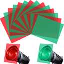 Gel Light Filter - 14 Pieces Colored Overlays Correction Lighting Filters, Transparent Color Film Plastic Sheets for Christmas Landscape Led Light or Reading, Red and Green, 11.7 x 8.5 Inches