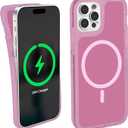 iHome Velo Silicone Case for iPhone 15 Pro, MagSafe Compatible, 10ft Drop Protection, Raised Camera Guard, Superior Grip Pink