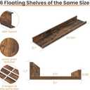 upsimples Floating Shelves for Wall, 23.6 Inch Shelves for Decor Storage Set of 6, Wall Mounted Wood Shelf for Bedroom, Living Room, Bathroom, Kitchen, Long Picture Ledge Shelves, Brown