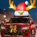 fotako 8.5FT Christmas Inflatables Car Decorations Santa Hat with Reindeer Antler Car Christmas Decoration Exterior with LED Lights Car Outdoor Decoration for for Xmas