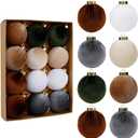 SUPREME XMAS 12 Pcs Christmas Tree Ornaments Set, 80mm/3.15in Large Velvet Christmas Ornaments for Xmas Tree Decorations Shatterproof Hanging Flocked Balls Ornaments Holiday Party Indoor Home Decor