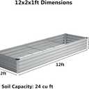 zunatu 12x2x1 ft(2 Pack) Galvanized Raised Garden Bed,Outdoor Planter Box Metal Patio Kit Planting Bed for Vegetables Flowers and Succulents,Silver