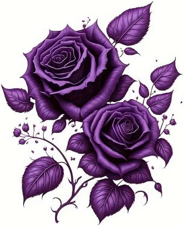 2pcs Elegant Purple Rose Vinyl Decals - Fashionable Floral Stickers for Cars, Bumpers, Windows, Laptops, Racing Gear, Wall Decor